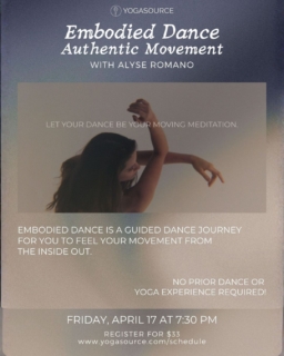 Join Alyse Romano for Embodied Dance: Authentic Movement on Friday, April 17 at 7:30 PM—a guided journey into movement as meditation.

#yogasourcepaloalto #yoga #selfcare #wellness #mindbody #healthylifestyle #wellandgood #vocalactivationcircle  #follow #fyp